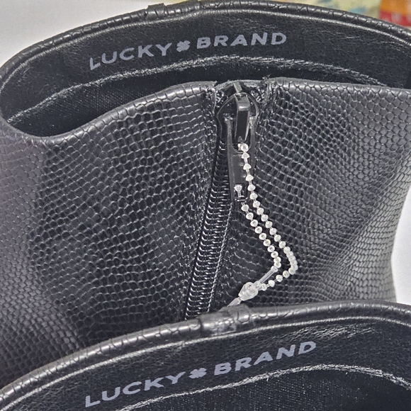 New Lucky Brand Fakelle Black "snake" Side Zip Boots - Picture 8 of 12